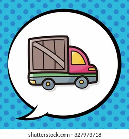 cargo truck doodle, speech bubble