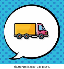 cargo truck doodle, speech bubble