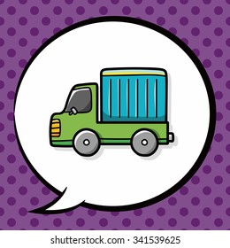 cargo truck doodle, speech bubble
