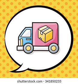 cargo truck doodle, speech bubble