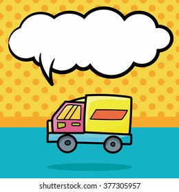 cargo truck doodle, speech bubble