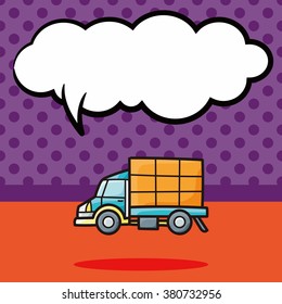 cargo truck doodle, speech bubble