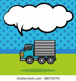 cargo truck doodle, speech bubble