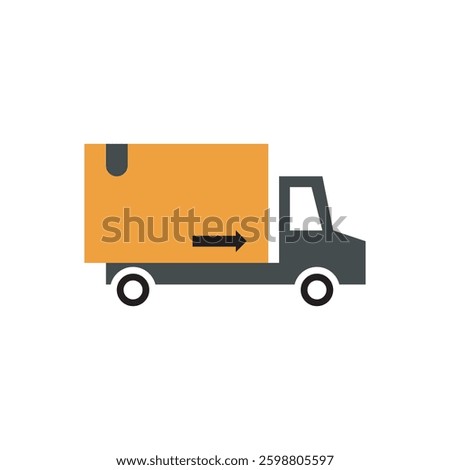 Cargo truck express flat icon vector design. Distribution truck, logistic, delivery truck icon vector design. 