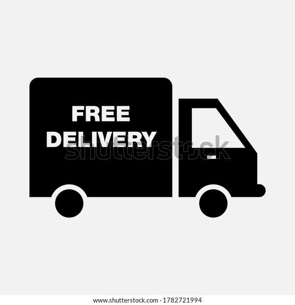 Cargo truck with free delivery sign. Fast and free\
courier service icon.