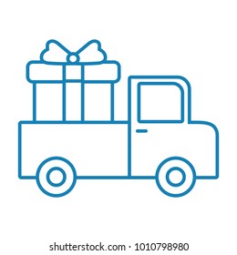 Cargo truck with gift box icon