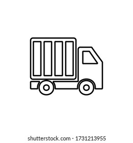 Cargo truck icon in flat style. Lorry, van sign.