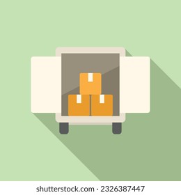 Cargo truck icon flat vector. Parcel delivery. Store retail