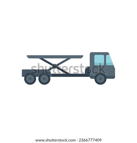 Cargo truck icon flat vector. Airport support. Aviation carrier isolated