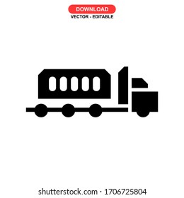 cargo truck icon or logo isolated sign symbol vector illustration - high quality black style vector icons
