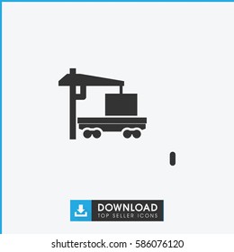 cargo truck icon. Simple filled cargo truck icon. On white background.