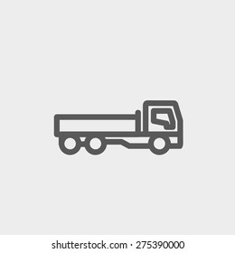 Cargo truck icon thin line for web and mobile, modern minimalistic flat design. Vector dark grey icon on light grey background.