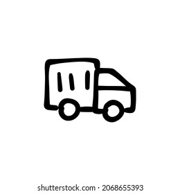 icono del camión de carga en vector. Logotipo - Doodle