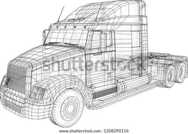 Cargo Truck isolated on grey
background. Trucks delivering vehicle layout for corporate brand
identity design. Tracing illustration of 3d. EPS 10 vector
format.