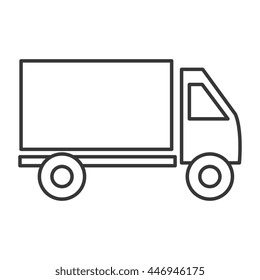 Cargo truck line icon over white background, vector illustration.