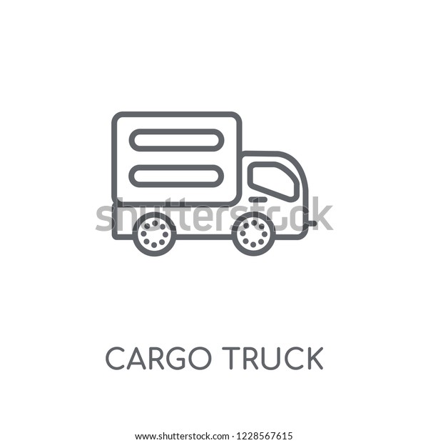 Cargo truck linear\
icon. Modern outline Cargo truck logo concept on white background\
from Transportation collection. Suitable for use on web apps,\
mobile apps and print\
media.