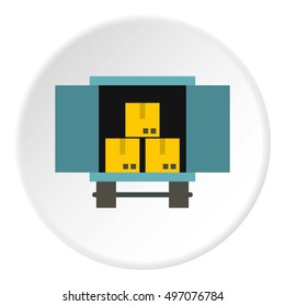 Cargo truck with load icon. Flat illustration of cargo truck with load vector icon for web