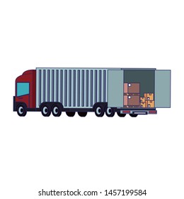 Cargo truck loaded with boxes isolated vector illustration