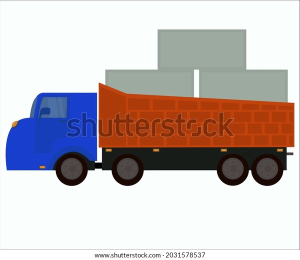 A\
cargo truck loaded with bricks. Vector\
illustration.