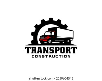 Vector del logotipo del camión de carga para la empresa de construcción. Ilustración vectorial de la plantilla de equipo pesado para su marca.