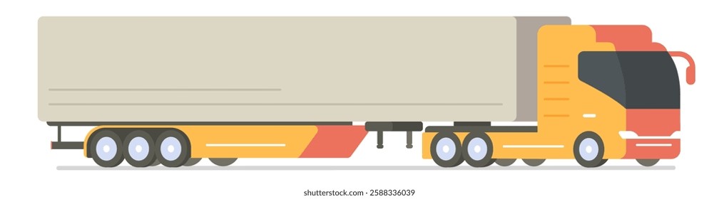 Cargo truck lorry big icon flat 3d isolated on white background illustration graphic modern trendy, freight industry commercial logistics trailer transport, semitrailer vehicle car automobile