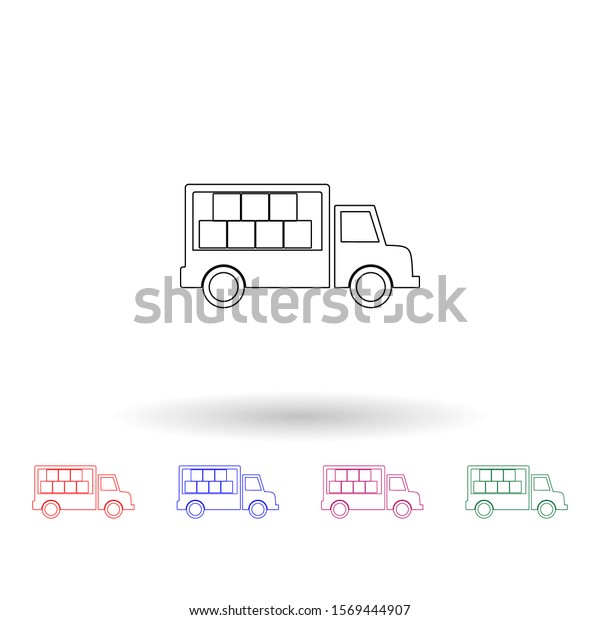 Cargo truck multi color icon. Simple thin\
line, outline vector of logistic icons for ui and ux, website or\
mobile application