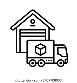 Cargo Truck Outline Icon Vector Illustration