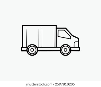 cargo truck outline vector art black color illustration design