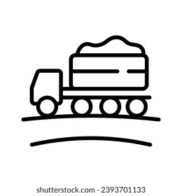 Cargo truck outline vector icon. Linear cargo truck icon, flat vector simple element illustration from industry concept isolated on white background.