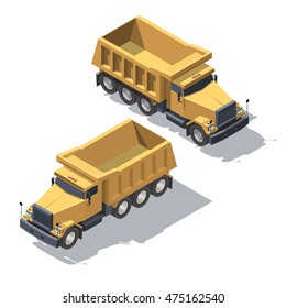 Cargo Truck tipper transportation. Vehicle for construction for infographic and game design. Isometric illustration with shadows