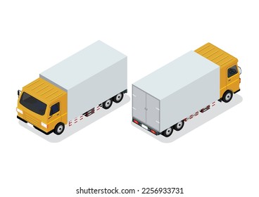 Cargo Truck transportation. Commercial transport. Flat 3d isometric vector illustration. 