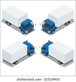 Cargo Truck transportation. Commercial transport. Logistics. Flat 3d isometric vector illustration. For infographics and design games. Car for the carriage of goods.