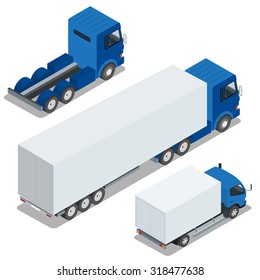 Cargo Truck transportation. Commercial transport. Logistics. Flat 3d isometric vector illustration. For infographics and design games. Car for the carriage of goods.