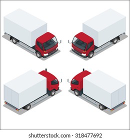 Cargo Truck transportation. Commercial transport. Logistics. Flat 3d isometric vector illustration. For infographics and design games. Car for the carriage of goods.