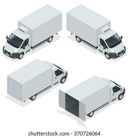 Cargo Truck transportation. Commercial transport. Flat 3d isometric illustration. For infographics and design games. Car for the carriage of goods.