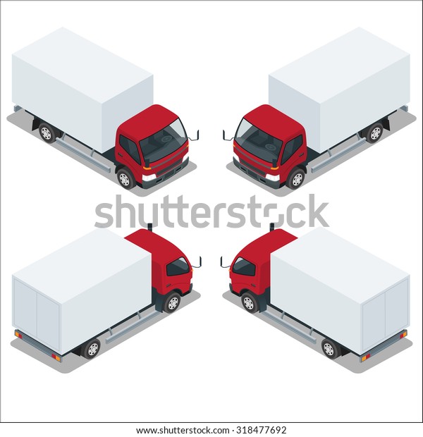 Cargo Truck\
transportation. Commercial transport. Logistics. Flat 3d isometric\
vector illustration. For infographics and design games. Car for the\
carriage of goods.
