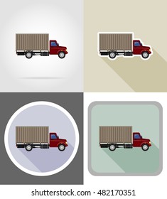 cargo truck for transportation of goods flat icons vector illustration isolated on background