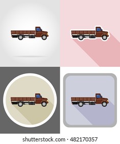 cargo truck for transportation of goods flat icons vector illustration isolated on background