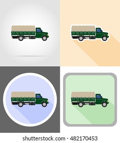 cargo truck for transportation of goods flat icons vector illustration isolated on background
