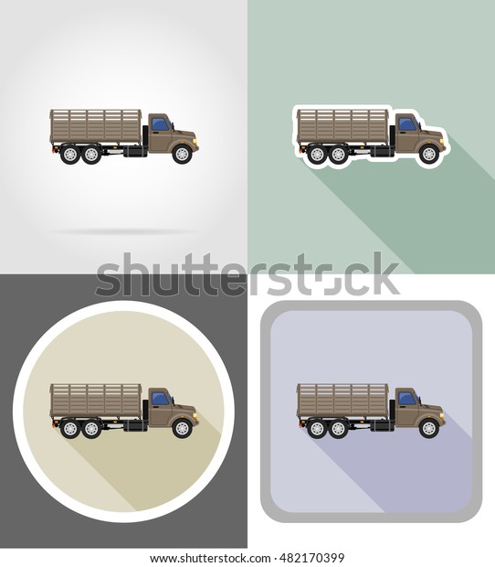 cargo truck for transportation of\
goods flat icons vector illustration isolated on\
background