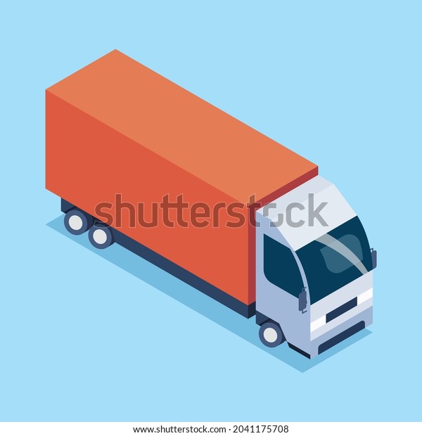 Cargo Truck transportation in isometric\
view. Vector\
Illustration