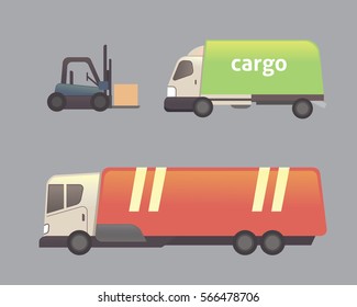 cargo truck transportation vector set