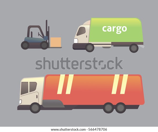 cargo truck\
transportation vector\
set