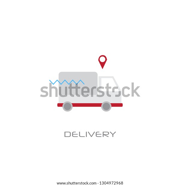 cargo truck van fast delivery service\
transportation shipping concept line style\
isolated