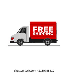 cargo truck vector illustration with free shipping text.