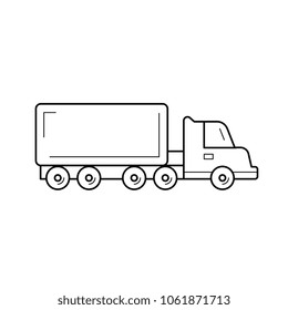 Cargo truck vector line icon isolated on white background. Cargo truck line icon for infographic, website or app. Icon designed on a grid system.