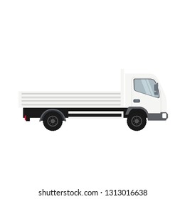 Cargo truck in white color. Heavy traffic vehicle