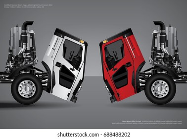 Cargo Trucks Transportation Poster Vector Illustration