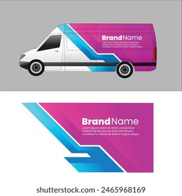 Cargo van background sticker design vector. delivery cargo van template sticker