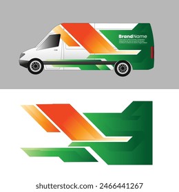 Cargo van body wrap sticker design vector. company car.